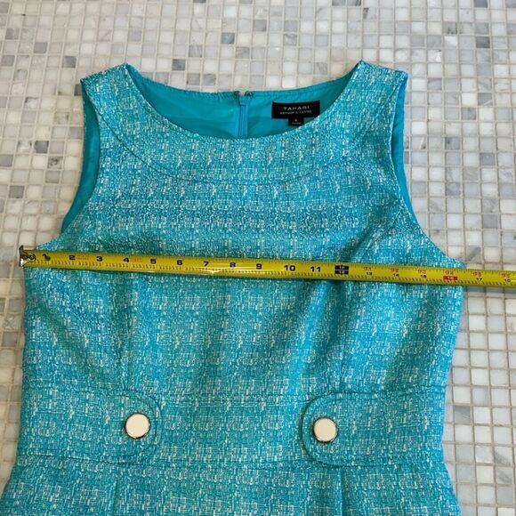 Tahari by Arthur S Levine Turquoise Blue Sheath Dress - Picture 10 of 13